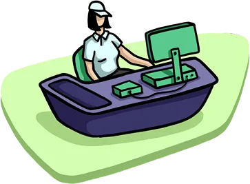 Cashier operating a point-of-sale terminal