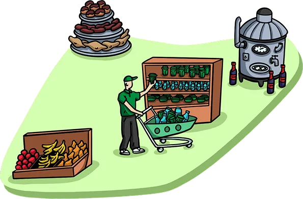 Employee organizing products on shelves
